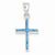 Sterling Silver Blue Inlay Created Opal Thin Cross Pendant, Pendants for Necklace