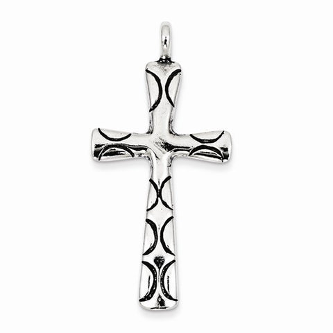 Sterling Silver Antique Etched Cross Pendant, Pendants for Necklace