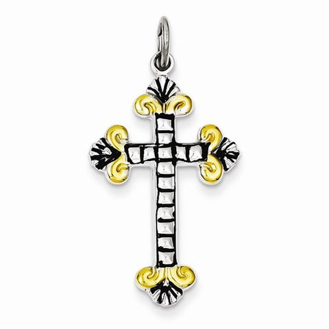 Sterling Silver Black Enamel and Vermeil Cross Pendant, Pendants for Necklace