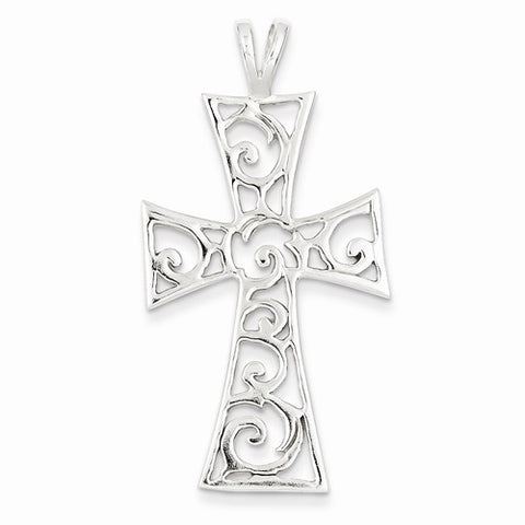 Sterling Silver Polished Swirl Cross pendant, Pendants for Necklace