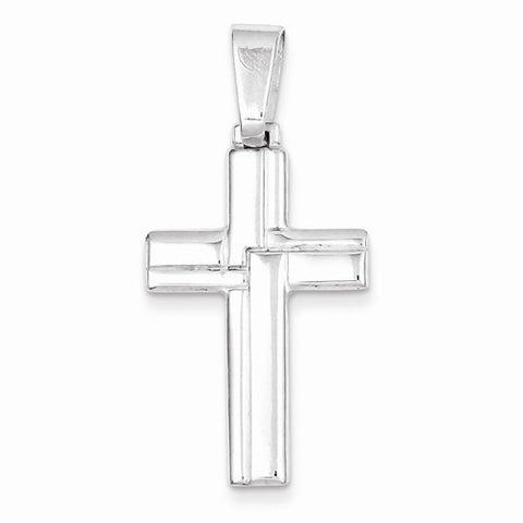 Sterling Silver Polished Cross Pendant, Stylish Pendants for Necklace