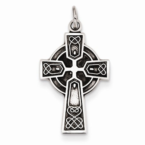 Sterling Silver Antiqued Satin Celtic Cross Pendant, Pendants for Necklace