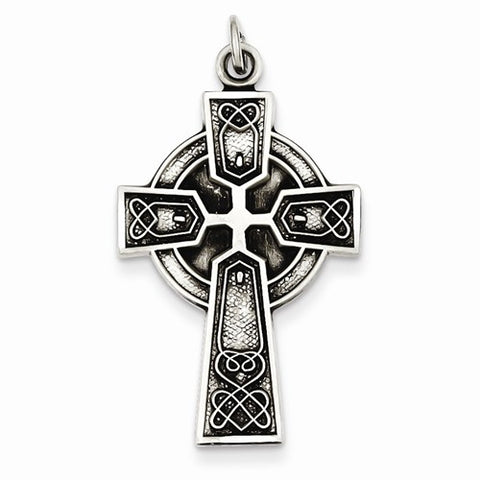 Sterling Silver Antiqued Satin Irish Cross Pendant, Pendants for Necklace