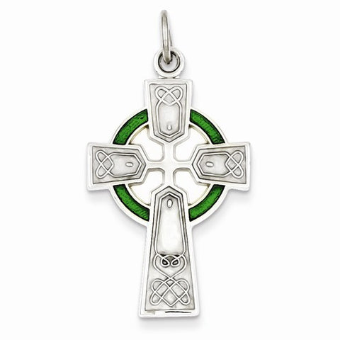 Sterling Silver Polished Epoxy Irish Cross Pendant, Pendants for Necklace