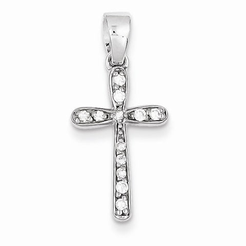 Sterling Silver Rhodium Plated CZ Cross pendant, Charm