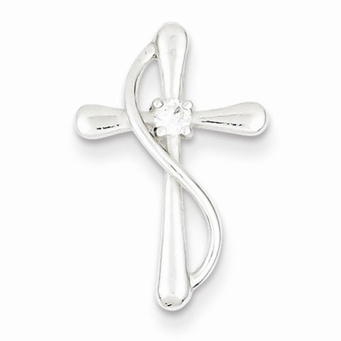 Sterling Silver Polished CZ Cross Pendant, Pendants for Necklace