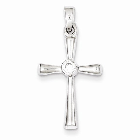 Sterling Silver Rhodium Plated CZ Cross pendant, Fine Pendants for Necklace