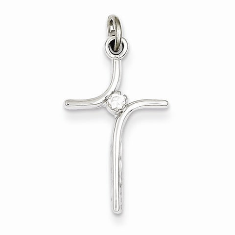 Sterling Silver Cross with CZ Center Pendant, Pendants for Necklace