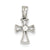 Rhodium Plated CZ Open Cross pendant Charm in Sterling Silver