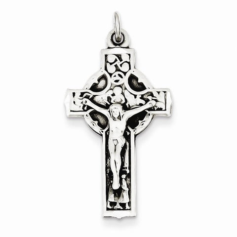 Sterling Silver Antiqued Satin Irish Crucifix Cross pendant, Delightful Pendants for Necklace