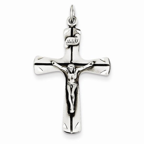 Sterling Silver Satin Antiqued Crucifix Pendant, Pendants for Necklace