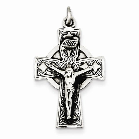 Sterling Silver Antiqued Satin Irish Crucifix Cross pendant, Exquisite Pendants for Necklace