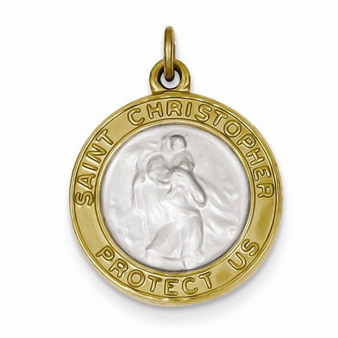 Sterling Silver & Gold Plated Satin St. Christopher Medal Pendant, Pendants for Necklace