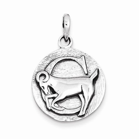 Sterling Silver Polished Antique Finish Capricorn Horoscope Pendant, Pendants for Necklace
