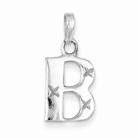 Sterling Silver Polished Diamond-cut Initial B Pendant, Pendants for Necklace