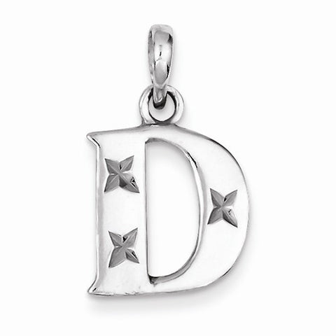 Sterling Silver Polished Diamond-cut Initial D Pendant, Pendants for Necklace