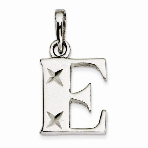 Sterling Silver Polished Diamond-cut Initial E Pendant, Pendants for Necklace
