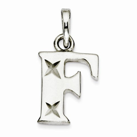 Sterling Silver Polished Diamond-cut Initial F Pendant, Pendants for Necklace