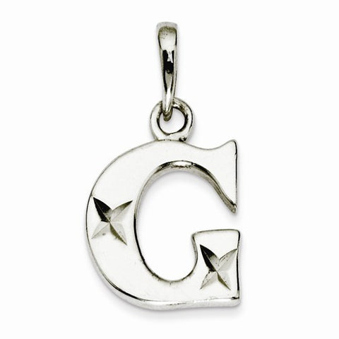 Sterling Silver Polished Diamond-cut Initial G Pendant, Pendants for Necklace