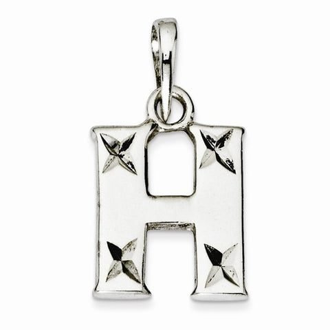 Sterling Silver Polished Diamond-cut Initial H Pendant, Pendants for Necklace