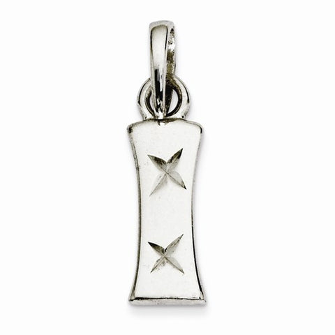 Sterling Silver Polished Diamond-cut Initial I Pendant, Pendants for Necklace