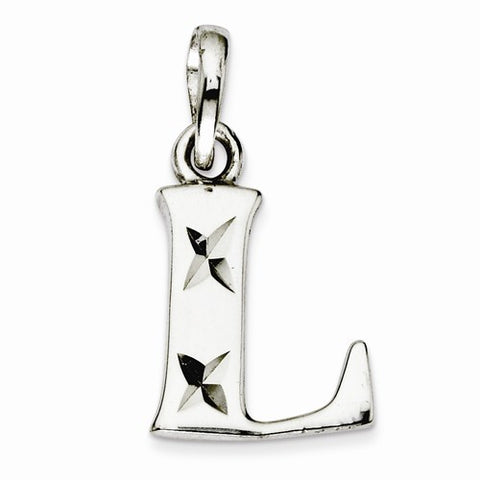 Sterling Silver Polished Diamond-cut Initial L Pendant, Pendants for Necklace