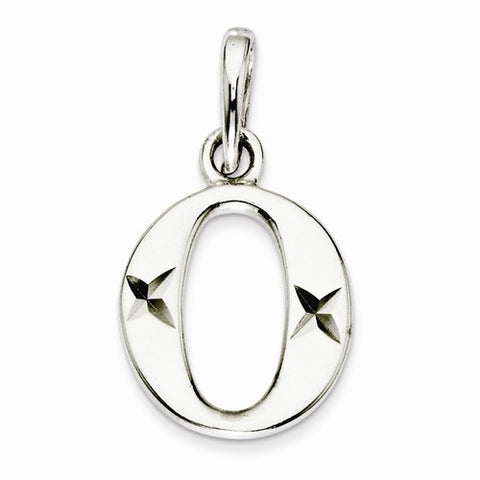 Sterling Silver Polished Diamond-cut Initial O Pendant, Pendants for Necklace