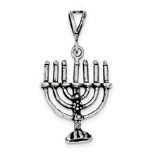 Sterling Silver Antiqued Menorah Charm hide-image