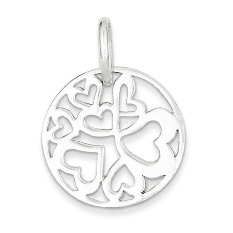 Sterling Silver Polished Hearts pendant, Charm