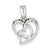 Sterling Silver Rhodium Plated CZ Open Double Heart Pendant, Pendants for Necklace