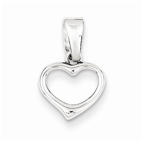 Sterling Silver Rhodium Plated CZ Open Heart Pendant, Pendants for Necklace