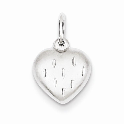 Sterling Silver Rhodium Plated 3-D Scratch Heart Pendant, Pendants for Necklace