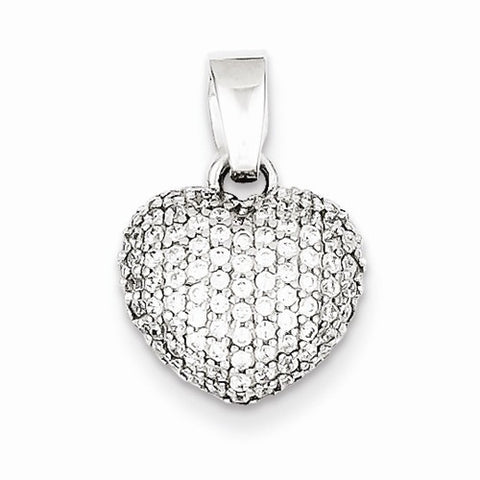 Sterling Silver Rhodium Plated CZ Heart pendant, Lovely Pendants for Necklace