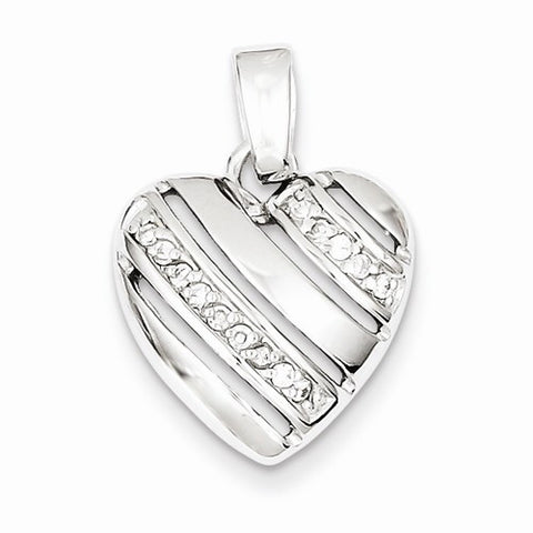 Sterling Silver Rhodium Plated CZ Heart pendant, Stylish Pendants for Necklace