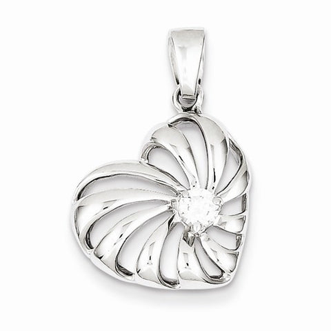 Sterling Silver Rhodium Plated CZ Heart pendant, Alluring Pendants for Necklace