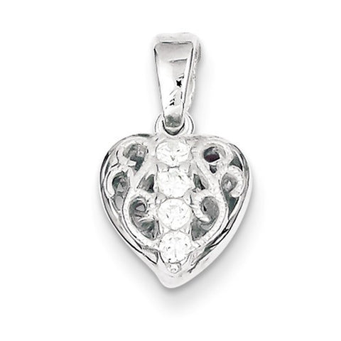Sterling Silver CZ Heart Pendant, Exquisite Pendants for Necklace
