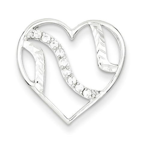 Sterling Silver CZ Heart Pendant, Alluring Pendants for Necklace