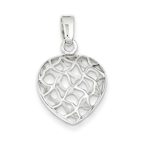 Sterling Silver Rhodium Plated Heart Pendant, Pendants for Necklace
