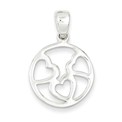 Sterling Silver Polished Circle and Heart Pendant, Pendants for Necklace