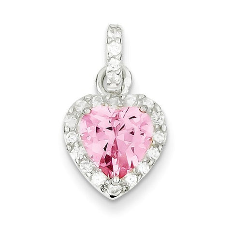 Sterling Silver Pink CZ Heart Pendant, Appealing Pendants for Necklace