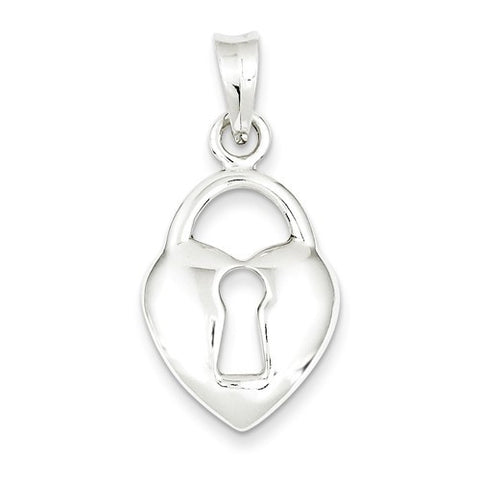 Sterling Silver Polished Key Heart Pendant, Pendants for Necklace
