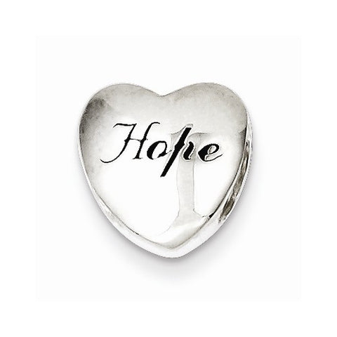 Sterling Silver Enameled Hope Heart Slide Pendant, Pendants for Necklace
