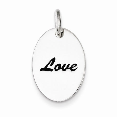 Sterling Silver Polished Enamel Love Pendant, Pendants for Necklace