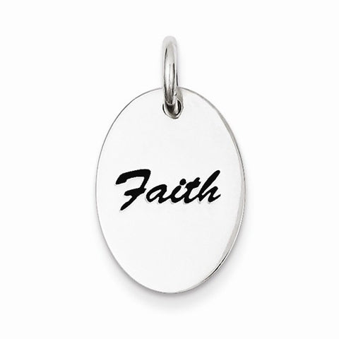 Sterling Silver Polished Enamel Faith Pendant, Pendants for Necklace