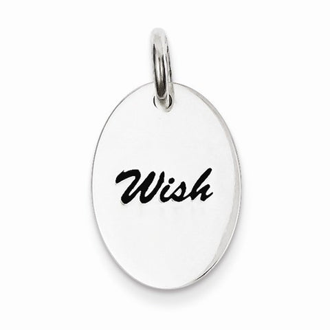 Sterling Silver Polished Enamel Wish Pendant, Pendants for Necklace