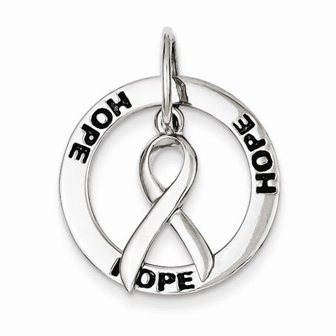 Sterling Silver Hope Circle & Cancer Awareness Ribbon Pendant, Pendants for Necklace