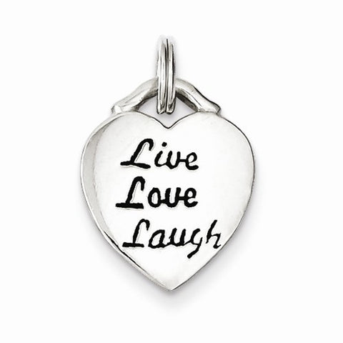 Sterling Silver LIVE LAUGH LOVE Heart Pendant, Pendants for Necklace