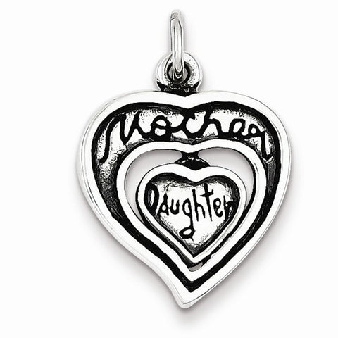 Sterling Silver Heart Mother/Daughter Inscription Pendant, Pendants for Necklace