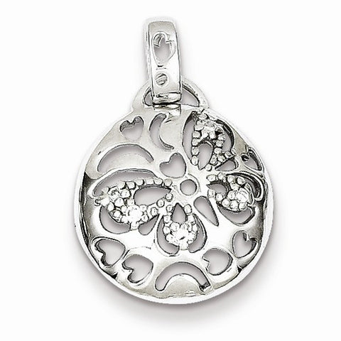 Sterling Silver Rhodium Plated CZ Butterfly pendant, Dazzling Pendants for Necklace
