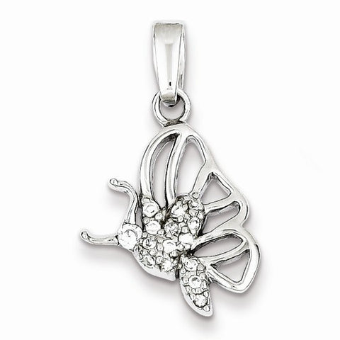Sterling Silver Rhodium Plated CZ Butterfly pendant, Exquisite Pendants for Necklace